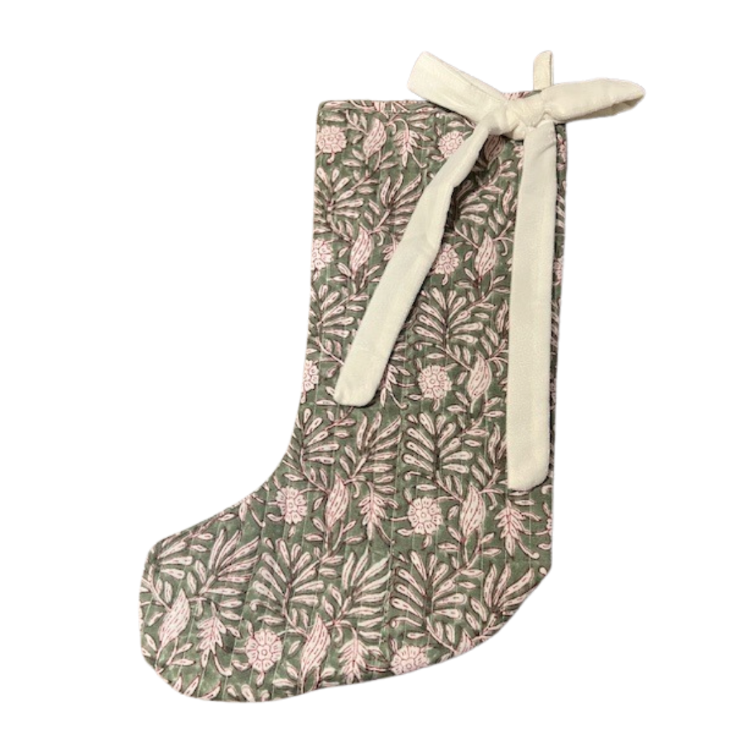 Ivory & Sage Floral Stocking
