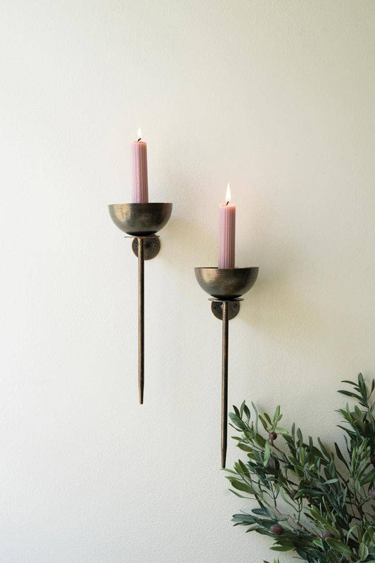 Gunmetal Wall Candle Holders- Set of two