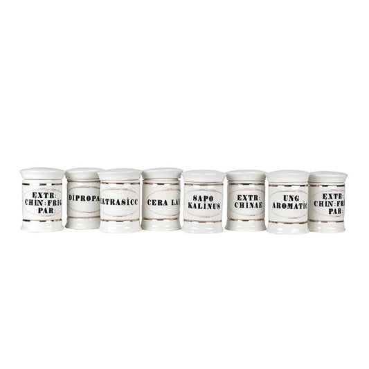 Set of 8 Small Ceramic Apothecary Jars