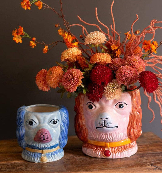 Small Vintage Inspired Ceramic Dog Vase
