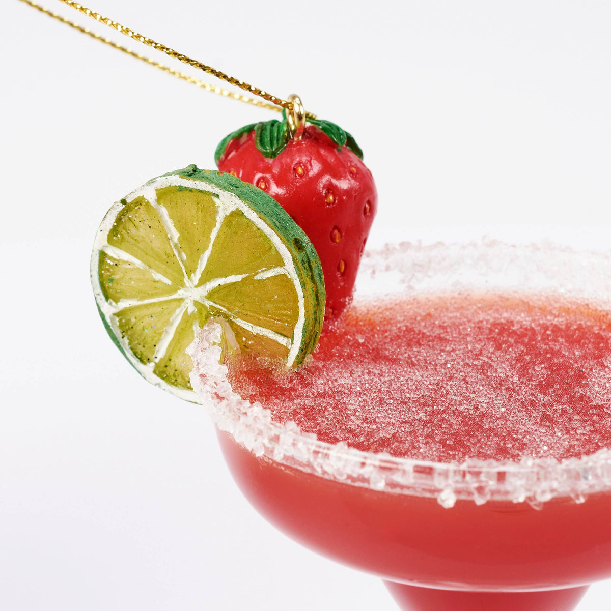 Glass Strawberry Margarita Ornament