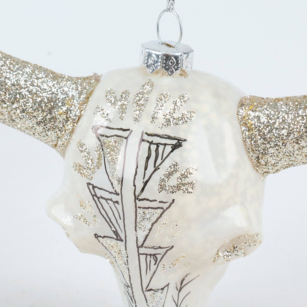 Bull Skull Glass Ornament