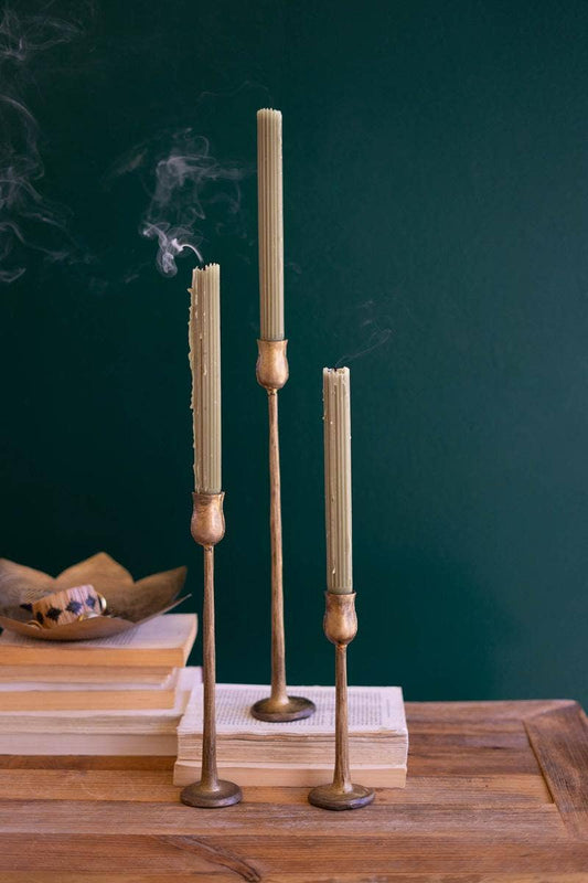Set of Three Antique Brass Style Taper Holders