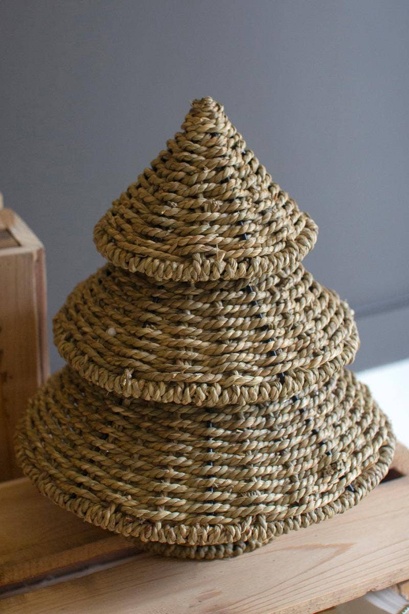 Set of 2 Woven Vine Christmas Trees