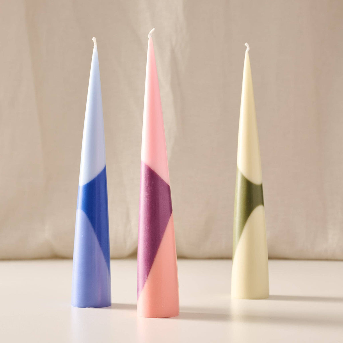 Esuk Green Tone Striped Palm Wax Cone Candle