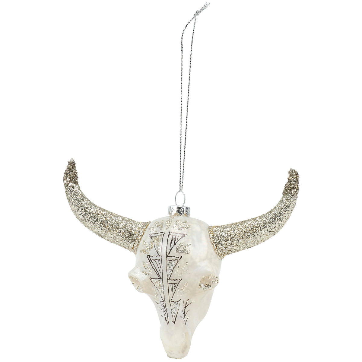 Bull Skull Glass Ornament
