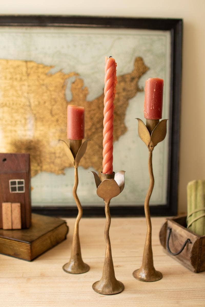 Tulip Taper Candle Holders- Set of 3