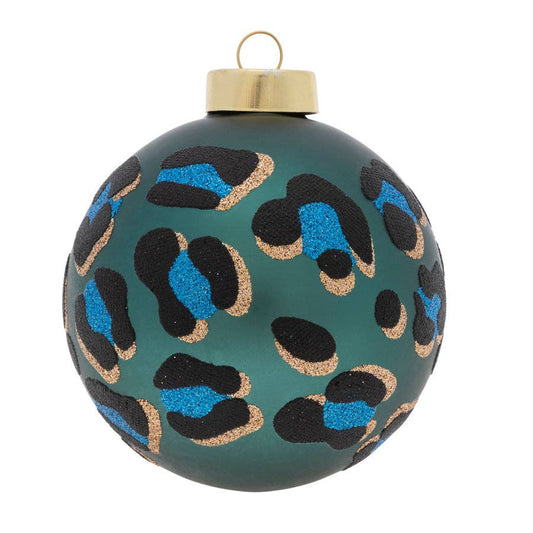 Glass Green Leopard Print Ornament