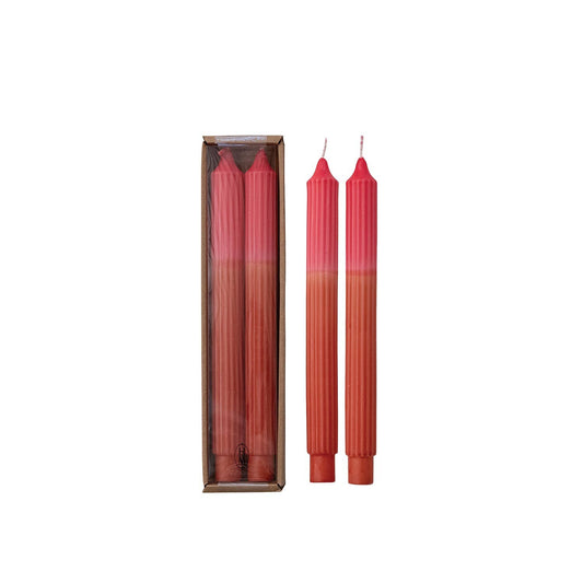 Set of 2 Pleated Tapers- Fuchsia & Orange
