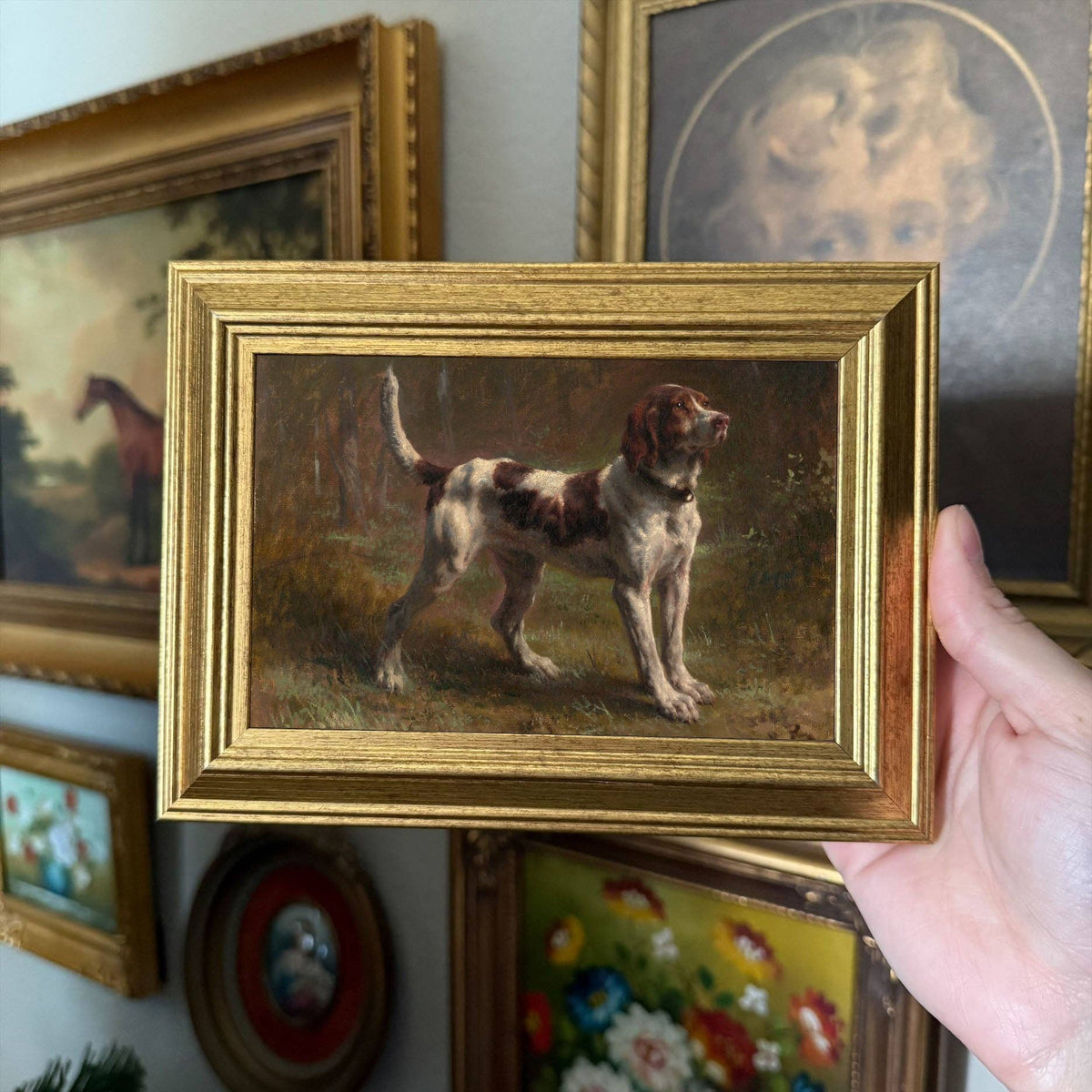 Framed Vintage Style Brown Dog Art Print