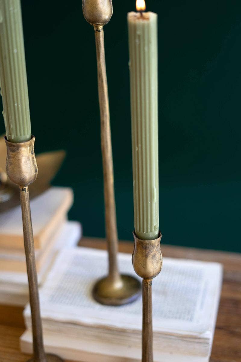 Set of Three Antique Brass Style Taper Holders