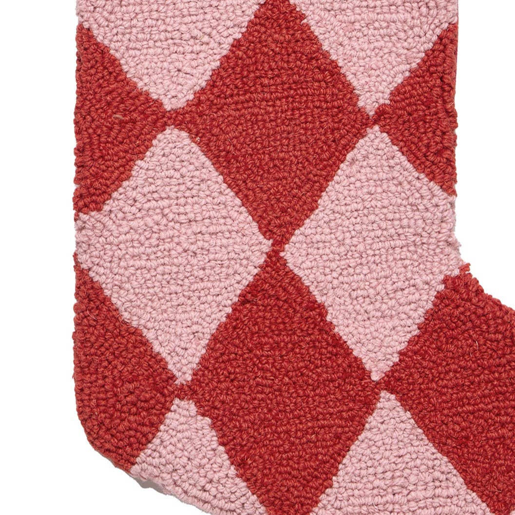 Holiday Argyle Red Hook Stocking
