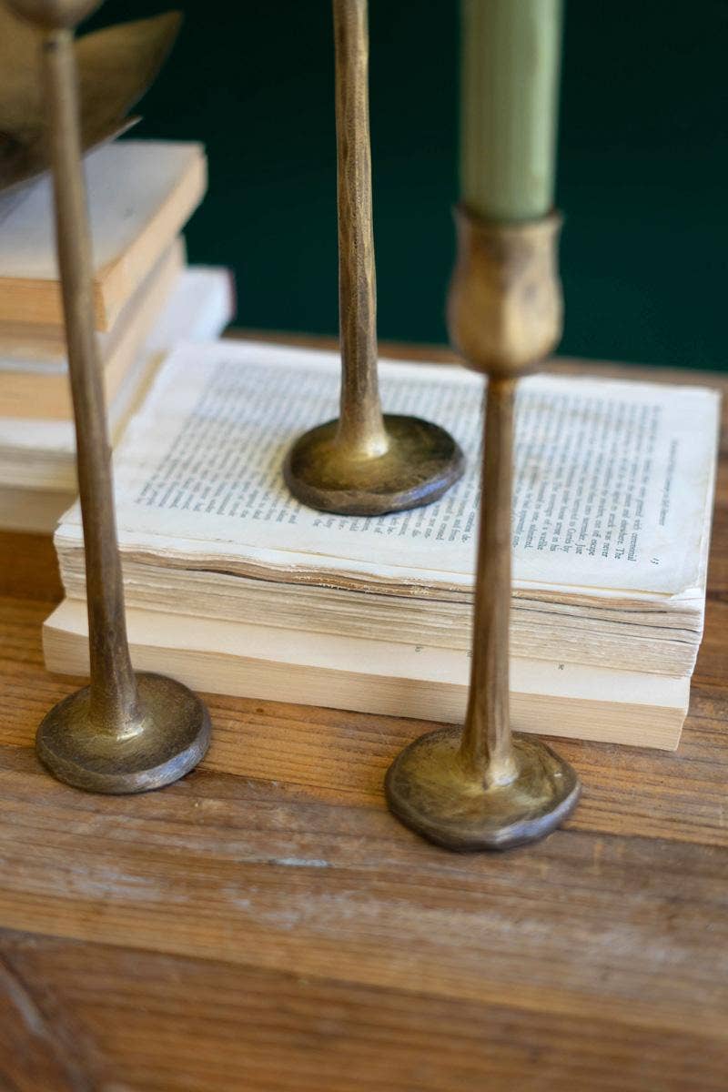 Set of Three Antique Brass Style Taper Holders