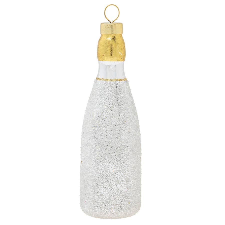 Silver Luxe Champagne Bottle Ornament