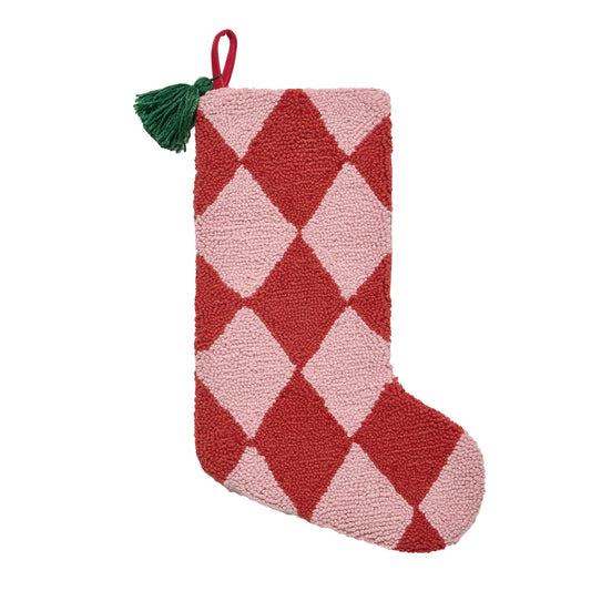 Holiday Argyle Red Hook Stocking