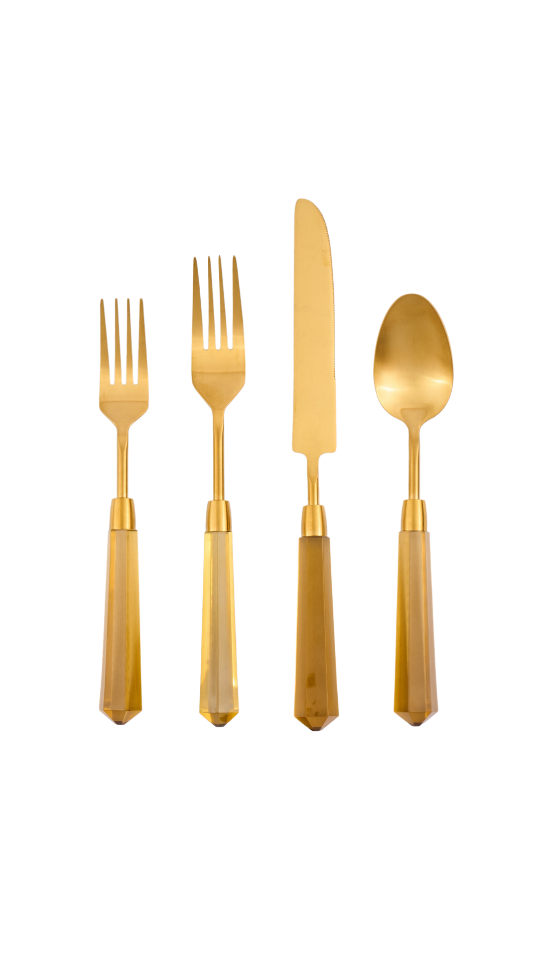 4 Piece Flatware Set- Amber Lucite