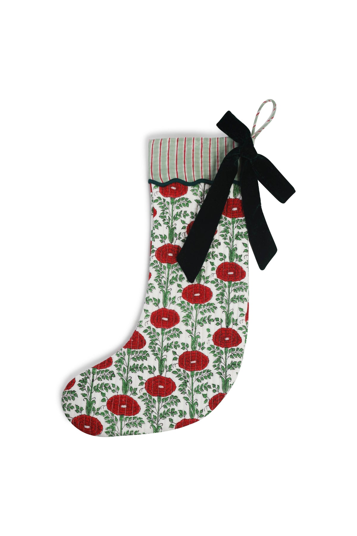 Blockprint Stocking in Araminta Green
