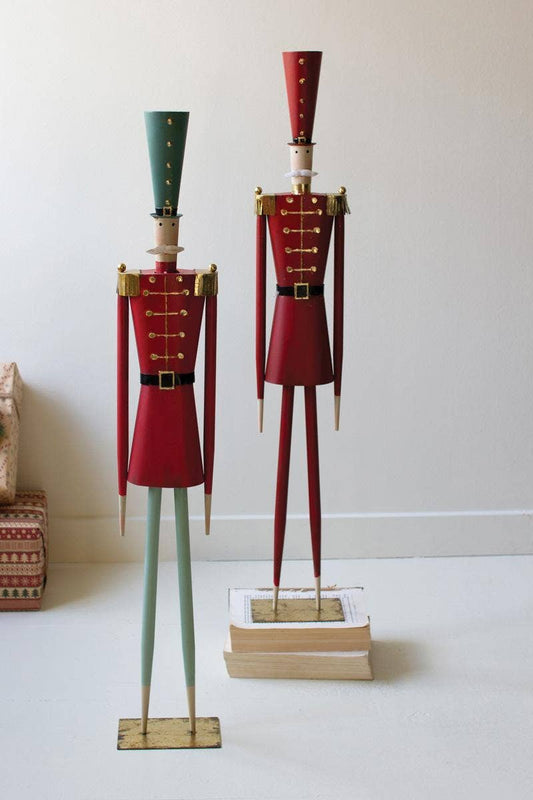 Set of 2 Painted Metal Christmas Soldiers