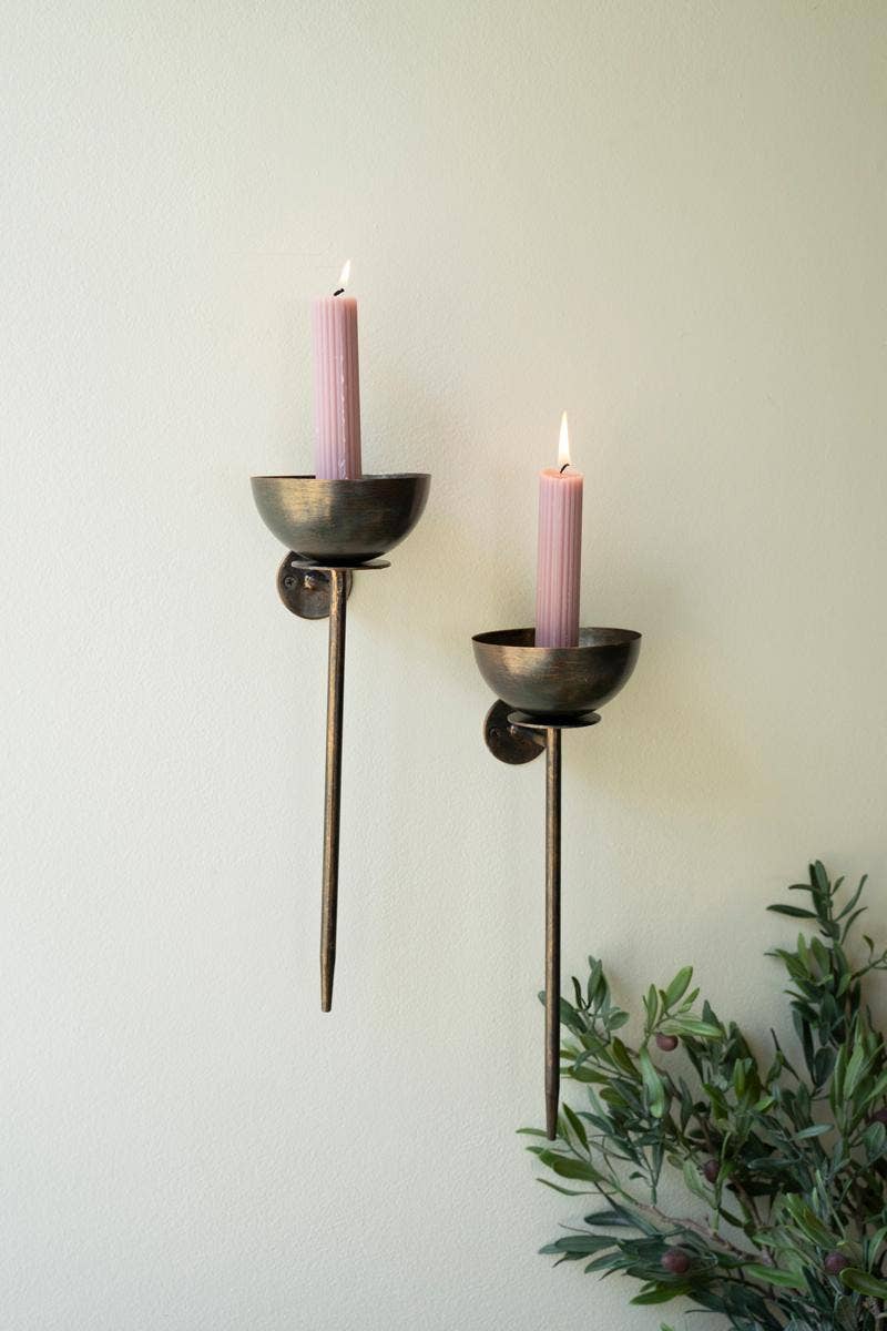 Gunmetal Wall Candle Holders- Set of two