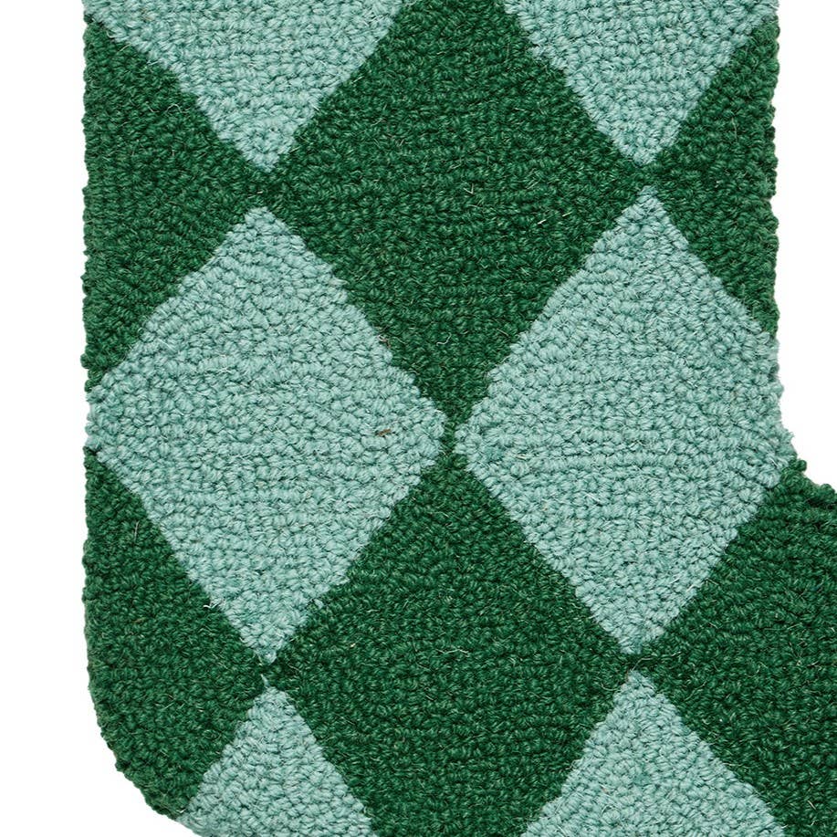 Holiday Argyle Green Hook Stocking