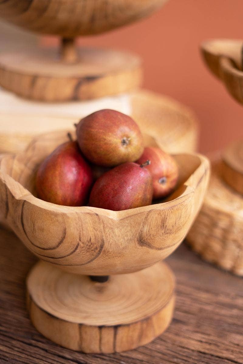 Set of Three Wooden Compotes- One Each Design