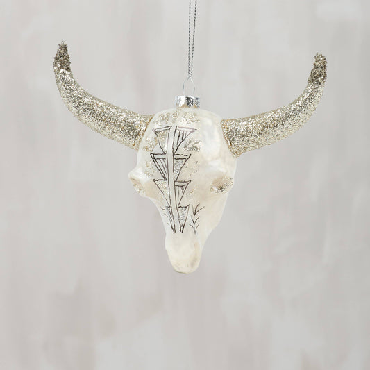 Bull Skull Glass Ornament