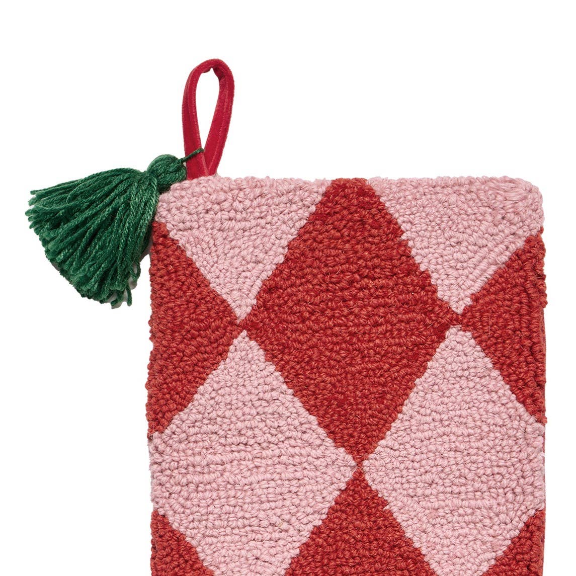 Holiday Argyle Red Hook Stocking
