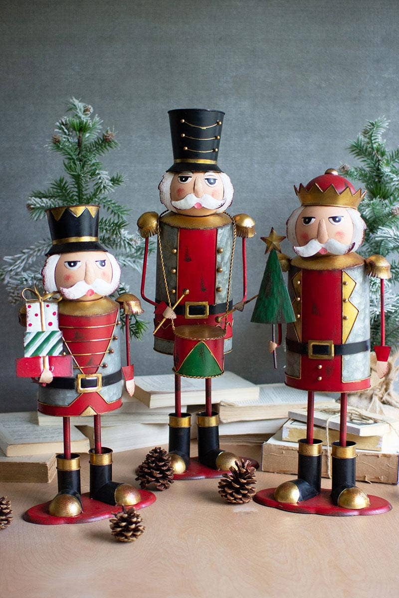 Set of 3 Painted Metal Nutcrackers