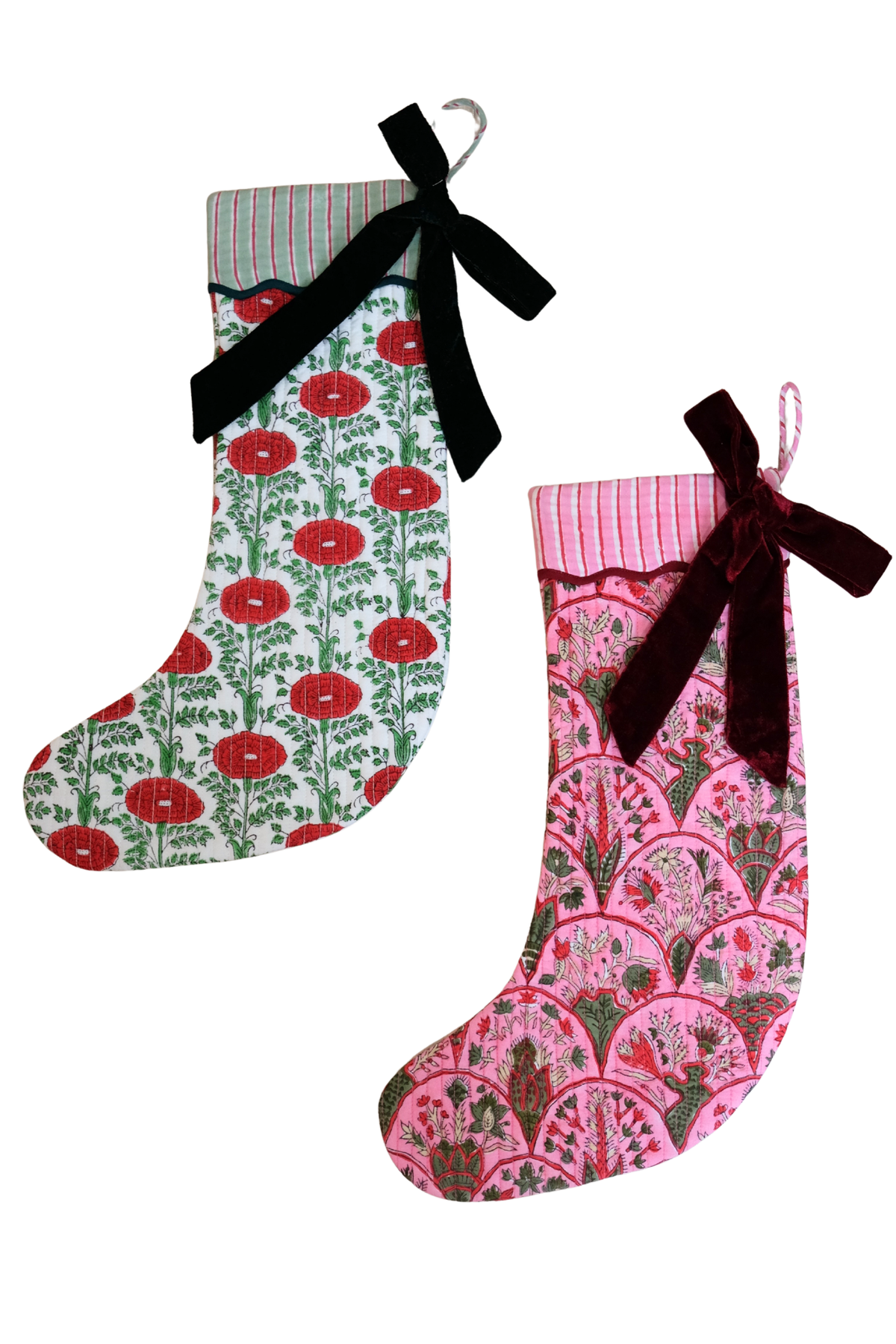 Blockprint Stocking in Araminta Green