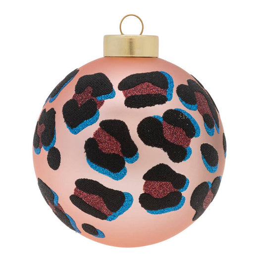 Glass Pink Leopard Print Ornament
