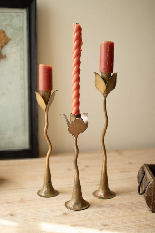 Tulip Taper Candle Holders- Set of 3