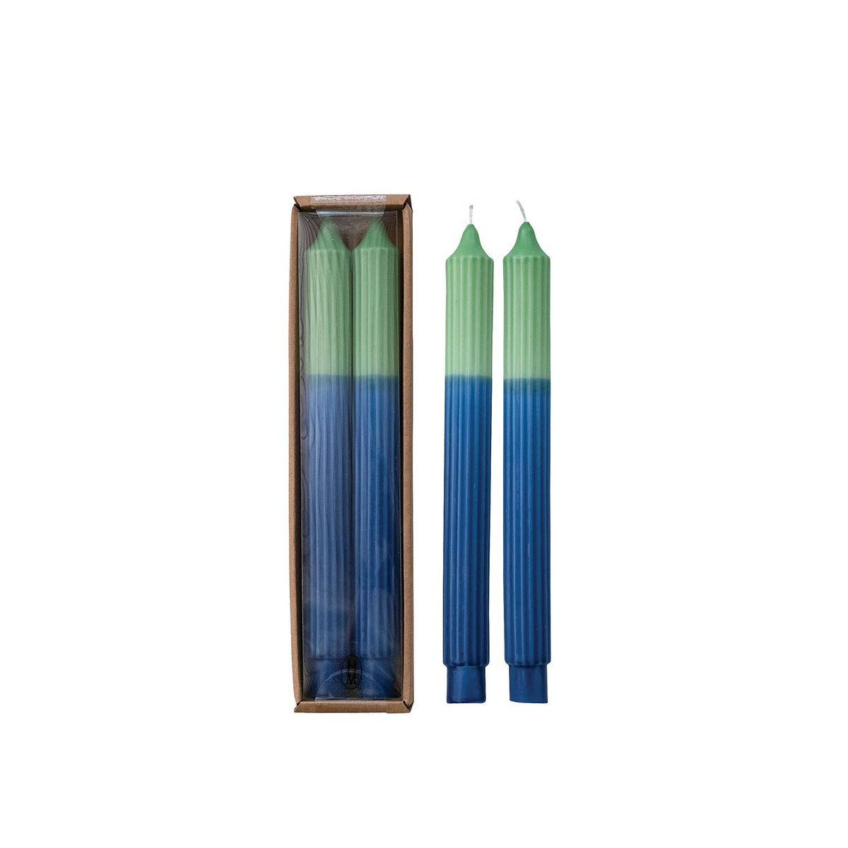 Set of 2 Pleated Tapers- Green & Blue