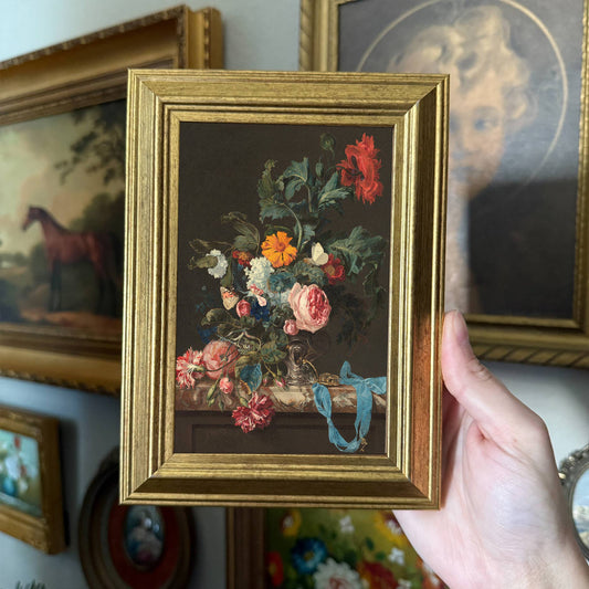 Framed Vintage Style Moody Flowers Art Print
