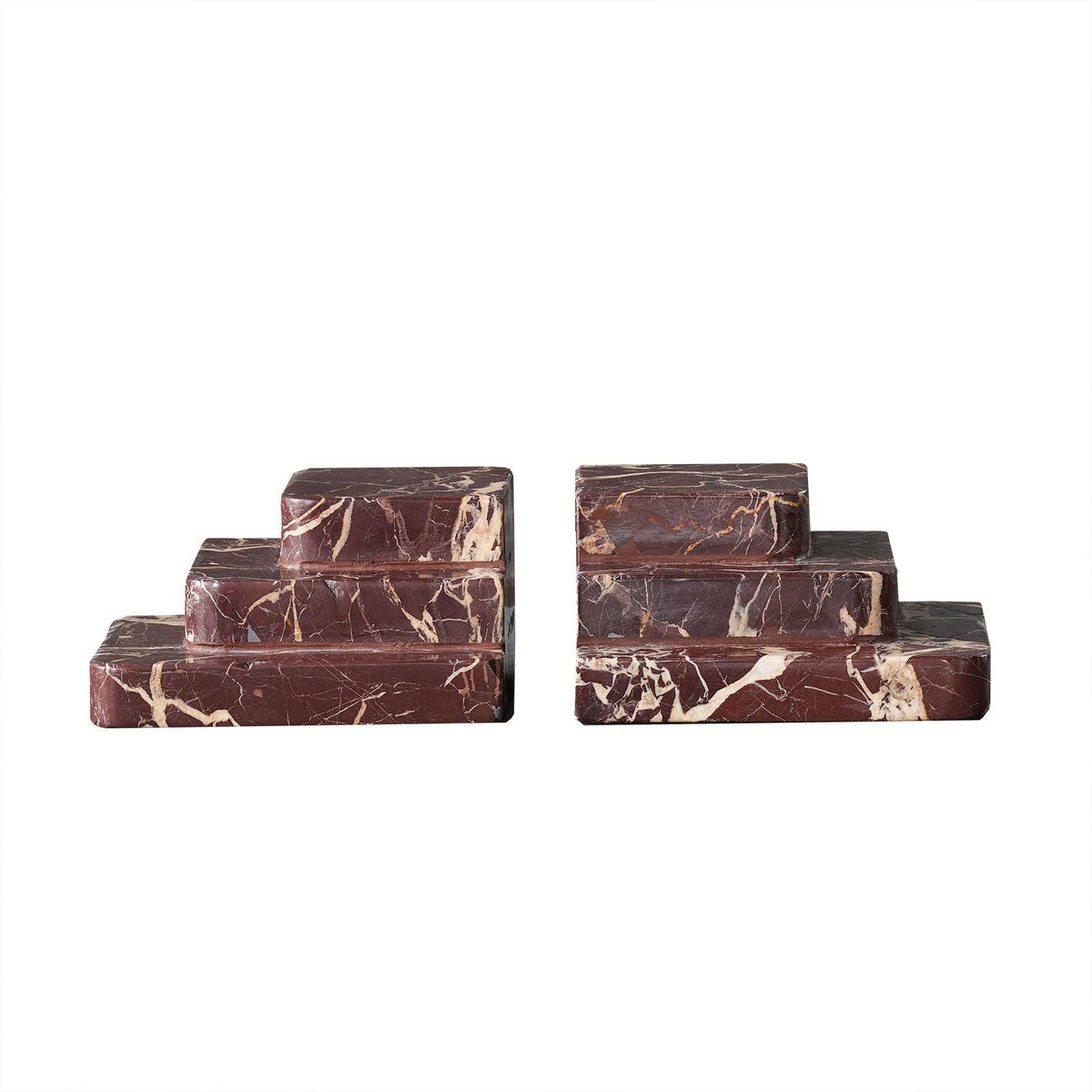Rosso Levanto Art Deco Bookend, Pair