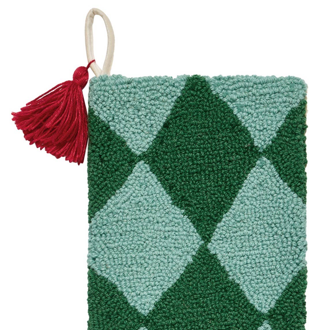 Holiday Argyle Green Hook Stocking