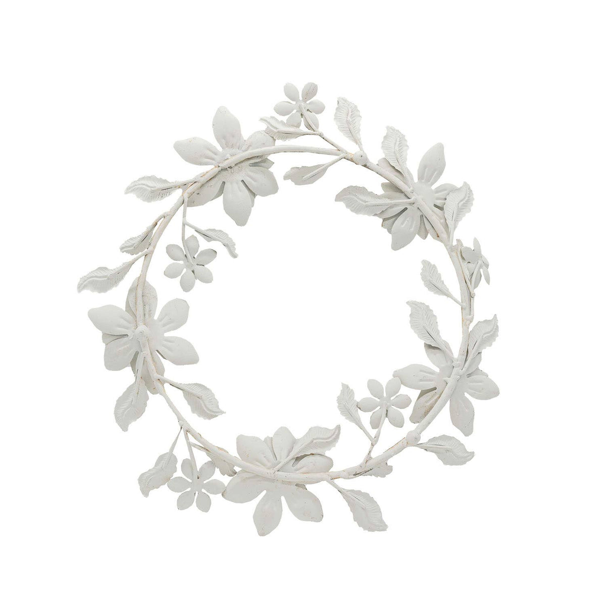 Abeline Antique Finish Floral Wreath 5 Taper Candle Holder