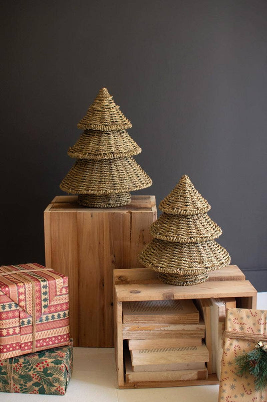 Set of 2 Woven Vine Christmas Trees
