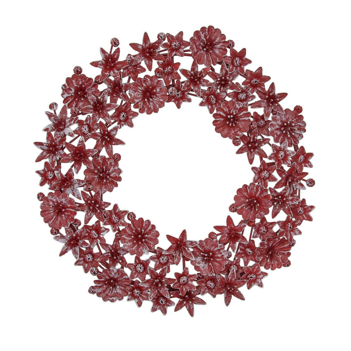 Lucy Metal Floral Wreath Wall Art Red