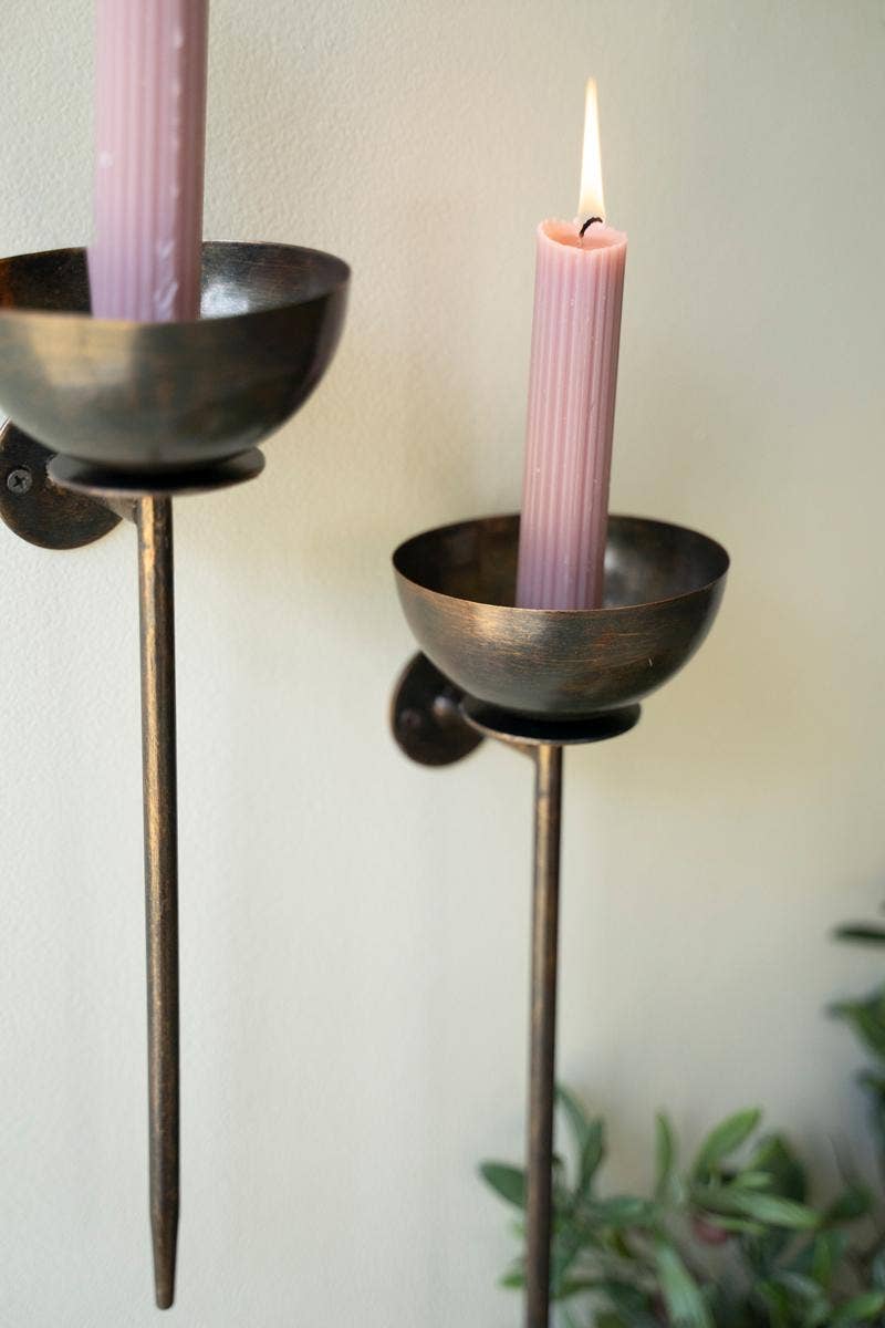 Gunmetal Wall Candle Holders- Set of two