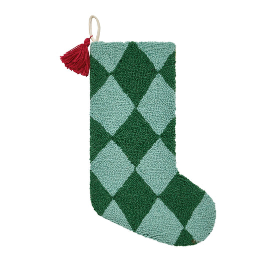 Holiday Argyle Green Hook Stocking
