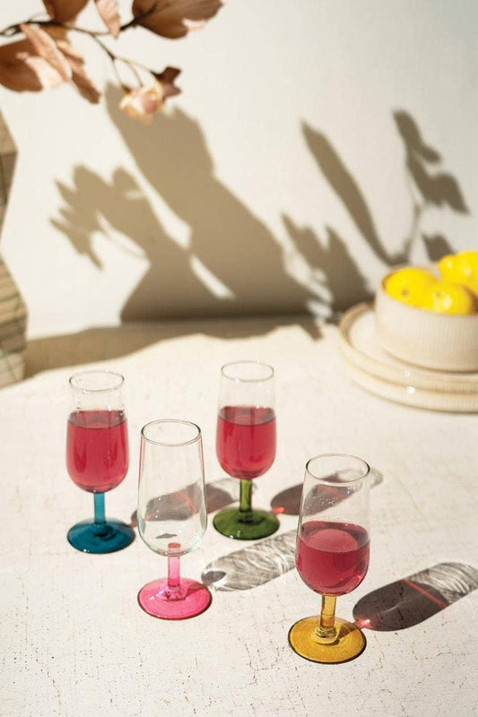 Apertif Glasses with Colored Stems- Set of 4