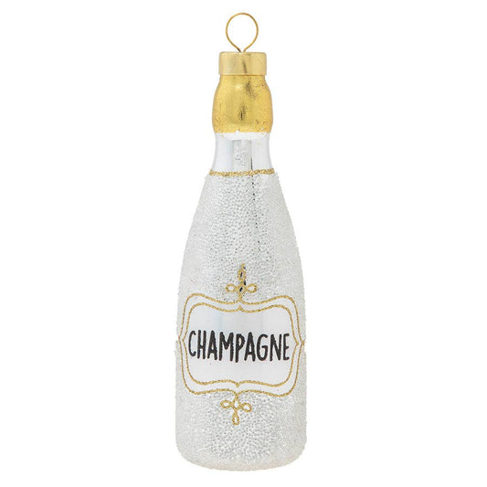 Silver Luxe Champagne Bottle Ornament