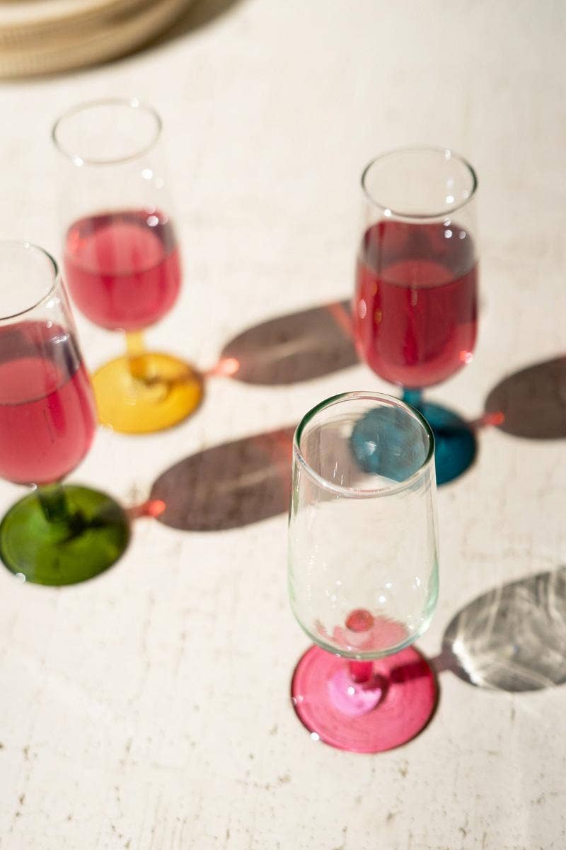 Apertif Glasses with Colored Stems- Set of 4